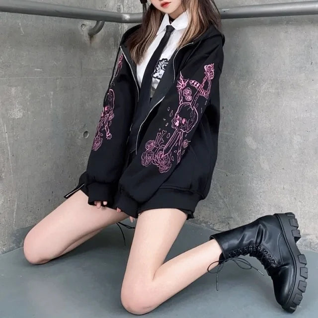 Chaqueta con Capucha Estilo Grunge Punk